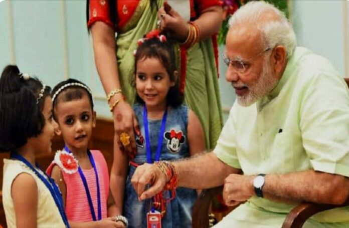 Modi with kids